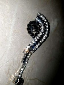 Sparkling Black &amp; Clear Rhinestone Brooch