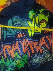 Vintage Graffiti Denim Shirt Dress