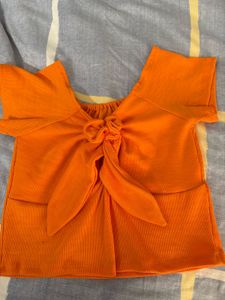 Orange Off-Shoulder Crop Top