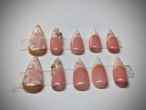 white and pink press on nails set