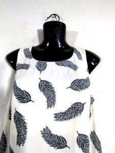 Off White With Black Printed Dress (Women's)