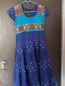 Beautiful Blue Polka Dot Ethnic Gown