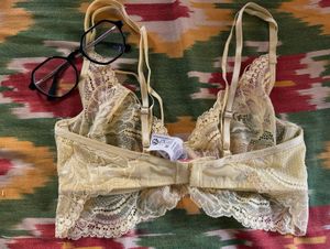 🍯⋆˙⟡Butter Yellow Lace Bra with Strappy Detail