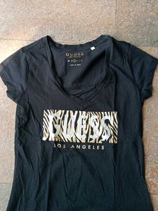 Guess V Neck Printed  T-shirt