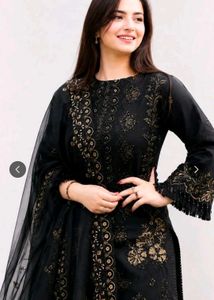 Elegant Black Embroidered Kurta Set