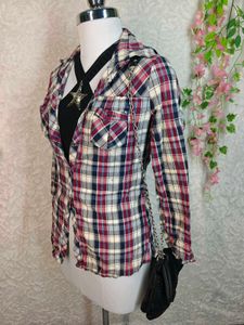 Red Plaid Button-Up Shirt