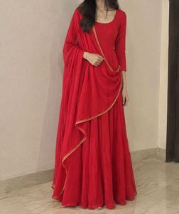 Padded Stunning Red Anarkali Gown with duppata