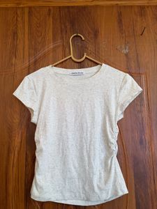 Light Grey basic Ruched Side T-Shirt