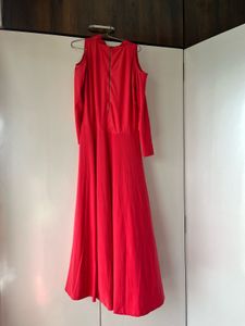 Red Cold Shoulder Maxi Dress