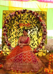 Vibrant Orange &amp; Pink Lehenga Choli