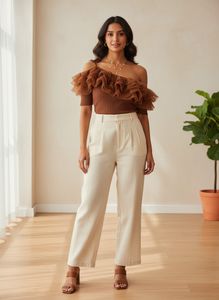 Brown Ruffle Top