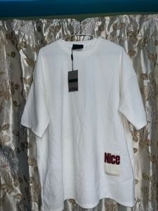 White "Nice" Textured Tunic Top