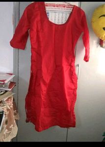 Red Embroidered Kurta
