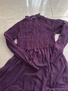 Flowy Purple Smocked Midi Dress