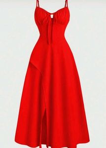 Stunning Red Cami Dress with Slit