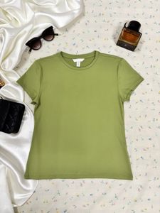 Solid Green Casual T-Shirt
