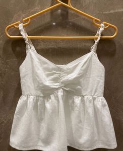 summer White frill sleeveless Top