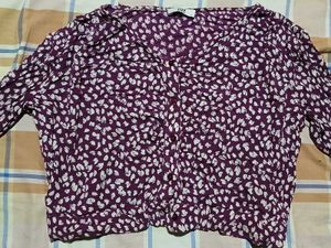 Animal Print Button-Down crop top