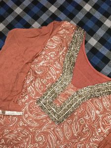 Elegant Rust heavy Sequence work Suit