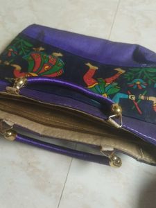 Unique Embroidered Purple Handbag &amp; Lunch Box