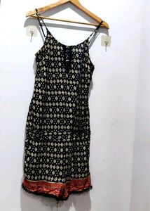 Patterned Black & Gold Romper