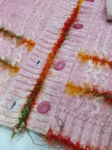 Pink Fuzzy Knit Cardigan