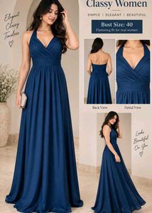 Blue Halter Neck Gown