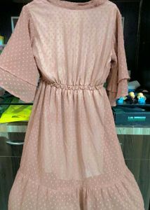Chic Pink Swiss Dot Dress