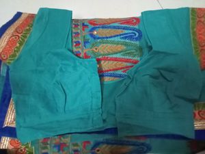 Crepe Cyan Colour Saree