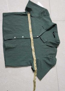 Olive Green Textured Crop Top