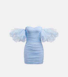 SAVANA Blue Ruffled Party Dress