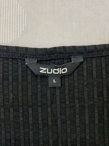 Zudio Black Ribbed T-Shirt