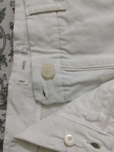 MANGO Unisex White High Waist Straight Leg Cargo