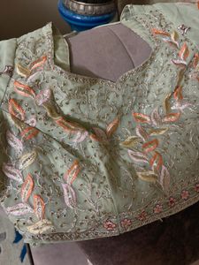 Embroidered Silk Blouse with Lahnga suits in festi