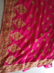 Vibrant Pink Embroidered Saree