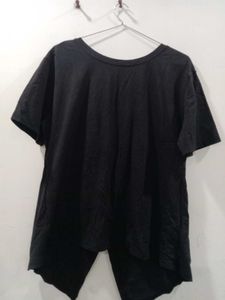 Chic Black V-Neck Knot Front Top