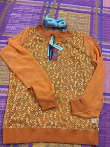 Orange Lace Detail Top