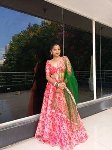 handmade Pink Floral Lehenga Choli