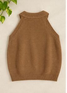 Brown Knit Sleeveless Top