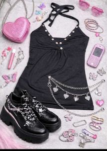 Y2K Black Halter Neck Top