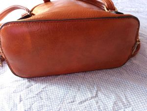 Brown leather backpack
