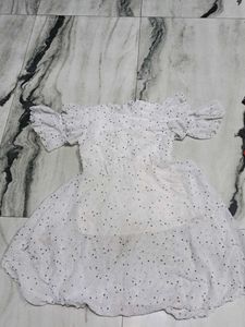 White Polka Dot Off-Shoulder Dress