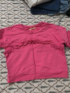 Pink Ruffle Detail Top