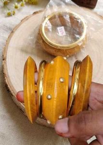 Vibrant Yellow &amp; Gold Bangle Set