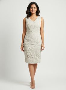 BEIGE ONE PIECE DRESS ( KNEE LENGTH )