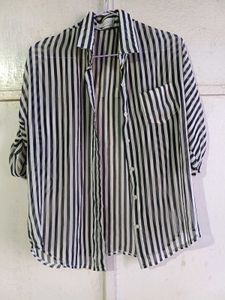 Chic Striped Sheer Tunic Top
