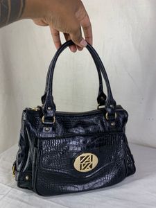 Y2K Anne Klein Croc-Embossed Shoulder Satchel