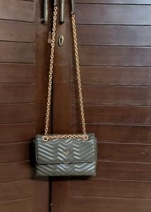 Inc.5 Textured Olive Structured Chain Sling Bag