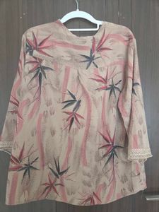 Stylish Printed Kurta with Lace XL