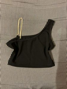 Chic One-Shoulder Black Top